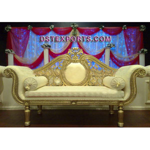 Asientos de amor dorados para boda, mueble de Metal de latón indio para boda, hermoso sofá de dos plazas dorado - Product Image 1