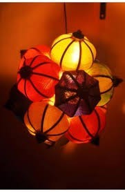 Bamboo Lantern <b>Silk</b>- Natural- Viet Nam - Product Image 4