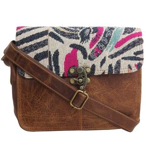 กระเป๋าสะพายข้างผ้าแจ็คการ์ดหนังแฮนด์เมดสำหรับผู้หญิง - Product Image 2