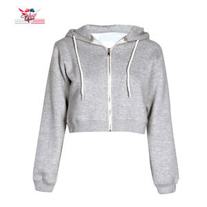 Mujeres crop top zip up sudaderas con capucha logotipo personalizado al por mayor con las mujeres de moda Nuevo diseño Zip up con capucha con manga larga por Viky Ind - Product Image 2