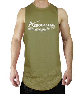 Hombres Rojo Sin mangas Ronda Cut-Bottom Tanks 100% Algodón Estilo de Verano - Product Image 1
