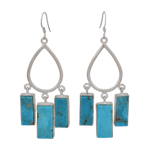 Boucles d'oreilles en argent sterling 925 turquoise pour fête de mariage ou cadeau - Product Image 1