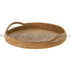 หัตถกรรมหวายกลมให้บริการถาดที่มีการจัดการ - Product Image 4