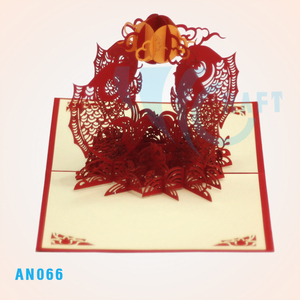 Carte de vœux 3D en forme de paon, papier fait main du Vietnam, découpe au laser, 120x120mm, décoration de vacances - Product Image 6