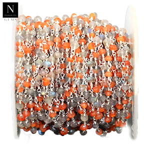 Alambre envuelto enlace cornalina con cristal labradorita y rubí teñido Rosario cadenas rollos para joyería fabricación collares joyería - Product Image 2