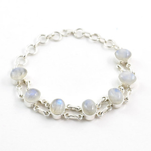 Arco Iris piedra lunar 925 pulsera de plata esterlina San Valentín aniversario regalo de boda Primavera Verano venta al por mayor joyería India - Product Image 1