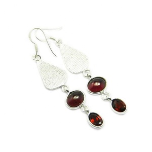 Venta en línea hecho a mano 925 plata esterlina granate piedras preciosas gota pendientes oro rosa rodio elegante moda religiosa bodas regalo - Product Image 1