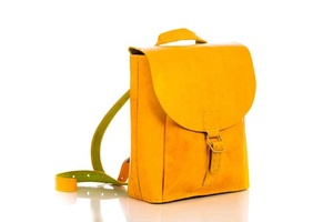Mochilas de cuero genuino de Color amarillo versátil de alta calidad, bolsas portátiles para computadora portátil, mochila de cuero genuino con solapa frontal, mochilas - Product Image 5