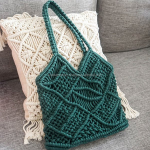 Sac à main en coton avec macramé, sac de plage avec Crochet, sacoche à la mode indienne - Product Image 1