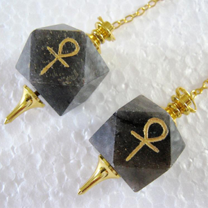 Pendule en gros: pendule cheville Aventurine bleue avec chaîne dorée - Product Image 1