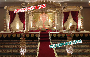 Ensemble de mandap doré pour mariage hindou traditionnel, fabricant d'ensembles de mandap pour mariage indien, mandap en fibre de cristal pour mariage à vendre au Canada - Product Image 3