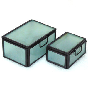 Nouveau design décoratif verre avec cadre en métal boîte à bijoux pour le rangement des bijoux ensemble de 2 - Product Image 3