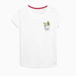 เสื้อยืดแขนสั้นสำหรับผู้หญิงทรงลำลองปักลายมีกระดุมติดที่หน้าอกประดับเพชรสำหรับฤดูร้อนขนาด XL ออกแบบโลโก้ได้ตามต้องการ - Product Image 1