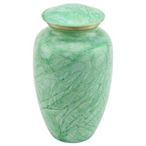 Urna de cremación de latón macizo hecho en India, urna funeraria de Jade verde para cenizas humanos de Axiom, acentos para el hogar - Product Image 1