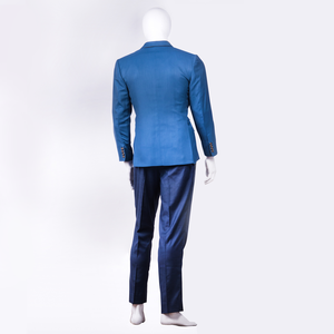 Traje Formal de Negocios Personalizado para Hombre Steve & James, Color Azul, Corte Entallado, Lino, Doble Botonadura, Cuello en V, Superventas OEM - Product Image 2