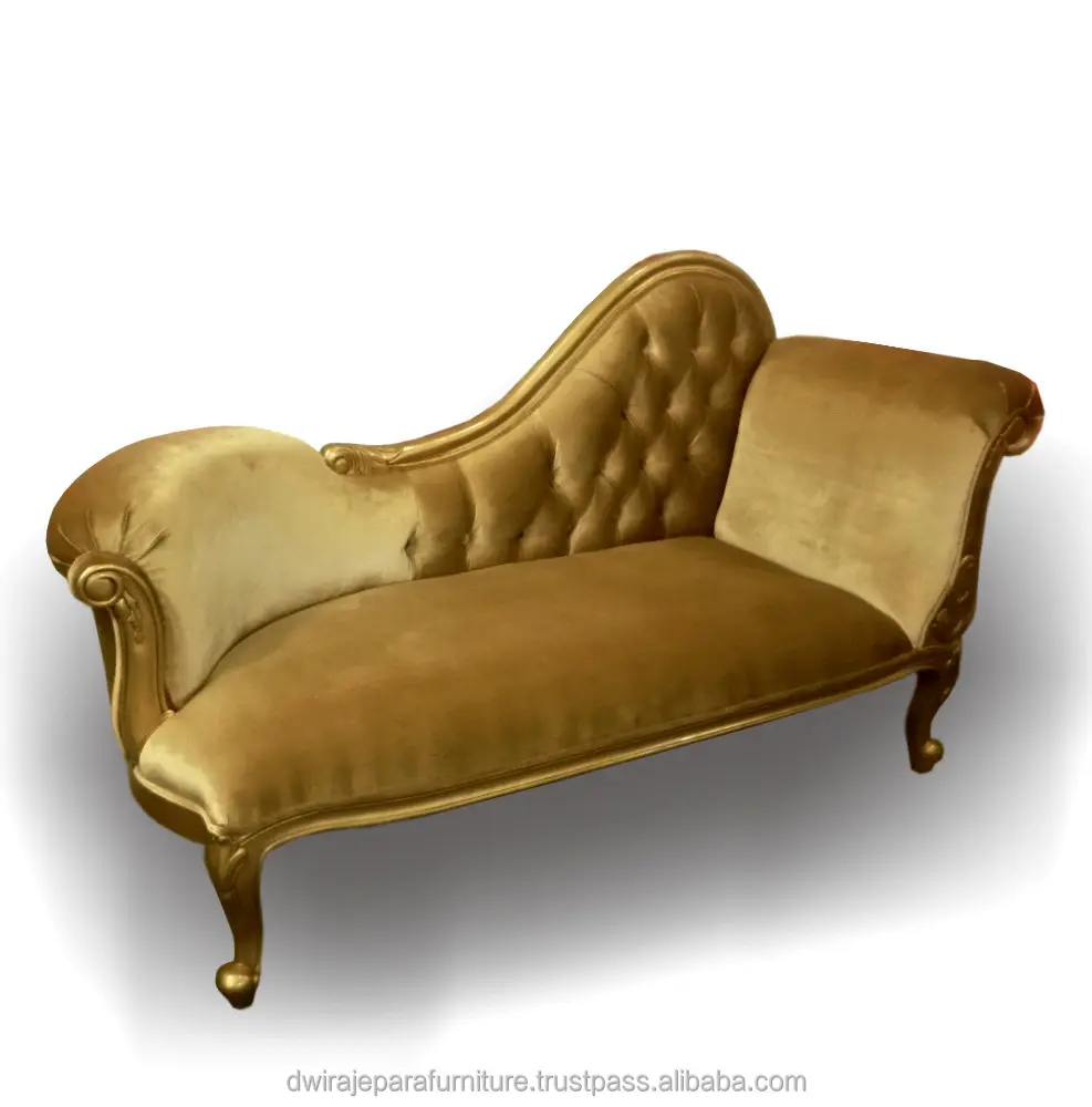 Gold Chaise Lounge Furniture Sofa - Livingroom Antique reproduction Furniture Indonesia