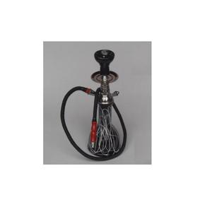 มอระกู่แก้วสีดำที่มีลวดลายสีขาวพร้อมก้านโลหะและแก้วเซรามิกด้านบนและโลหะมอระกู่ - Product Image 4