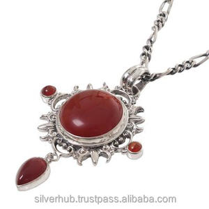 Colgante de Plata con Cornalina, Colgante Étnico de Plata de Ley con Gema de Cornalina Roja, Joyería para Mujer, Colgante de Plata Hecho a Mano, ODM OEM - Product Image 2