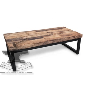 Table basse en bois Vintage Industrial Railway Sleeper Meubles de salon élégants pour la maison - Product Image 4