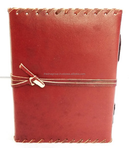 Cuaderno de cuero liso genuino A5 hecho a mano con hilo de costura lateral, cubierta de papel de encuadernación, cierre de correa, diario - Product Image 3