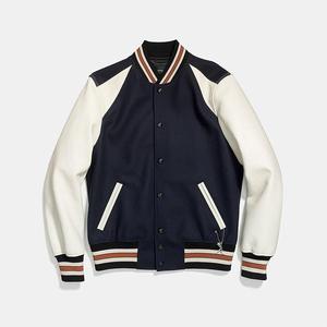 Veste universitaire sur mesure avec logo OEM pour homme, style streetwear oversize, corps en laine, manches en cuir PU, patch brodé, poignets côtelés - Product Image 6