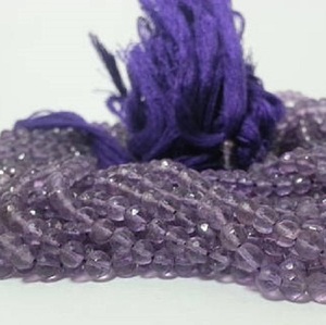 ลูกปัดพลอยเม็ดกลมแบบเหลี่ยมเพชรพลอยสีม่วงธรรมชาติขนาด4มม. 5มม. - Product Image 1