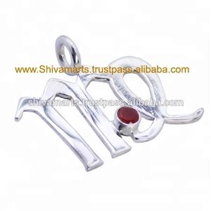 Bijoux en argent sterling gravé pendentifs en cornaline et pierres précieuses pendentifs indiens en gros bijoux fins en argent et breloques - Product Image 2