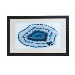 Arte de pared de ágata, luz de lujo, pintura de flores doradas, arte de pared para decoración del hogar, conjunto de arte de pared colgante Rectangular de hoja dorada - Product Image 1