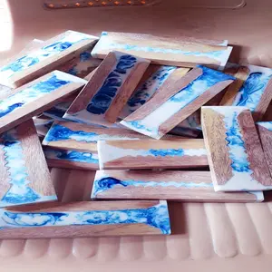 Timbangan Pisau RESIN Epoksi Mutiara Biru Hibrida, Kayu Mangga Stabil