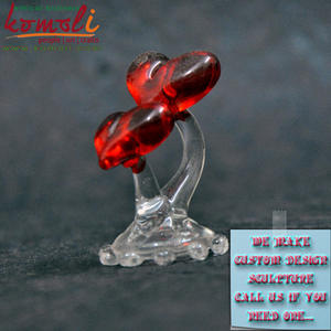 Figurine d'amour décorative d'ornement de coeurs en verre jumeaux rouges pour des cadeaux de mariage, un décor romantique, un anniversaire ou un affichage de valentines - Product Image 2