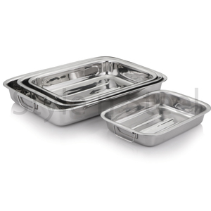 Wholesale Gold Rim Dinner Crockery <b>Set</b> 4-Piece Roasting Tray Grill Stainless Steel Tableware Matt Finish Premium Metal - Product Image 3