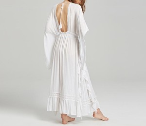 ผู้หญิงสวม Kaftan Ceorhet ลูกไม้แขนยาว V คอเปลือยผู้หญิง Kaftan ยาวสวม Kaftan ชุดยาวเต็ม - Product Image 5