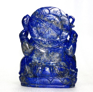 Pequeña Estatua de Ganesha en Piedra Lapislázuli, Figura de Dios Hindú Hecha a Mano en India - Product Image 2