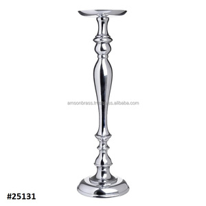 Bougeoir/bougeoir fait main en aluminium brillant argenté lot de 2 décorations de mariage - Product Image 3