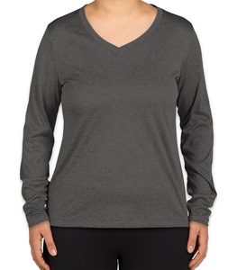 Custom Bulk Wholesale High Quality Long Sleeve 100% Cotton Crew Neck V-neck Women Blank T-shirt With Private <strong>Label</strong> - Product Image 1