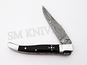 Cuchillo de Bolsillo Laguiole de Acero de Damasco de Grado Industrial, Tamaño Pequeño, Mango de Cuerno de Búfalo OEM, Garantía de 3 Años (smf30) - Product Image 6