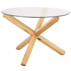 Di alta qualità nuovo stile moderno personalizzato salotto in legno tavolino da caffè con piano in vetro tavolo interno per soggiorno tavola rotonda