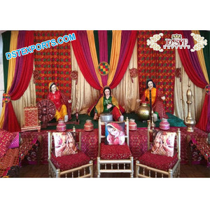 Phulkari Themeปัญจาบงานแต่งงานMehandi Stage Mehandi Stage DecorมุสลิมSangeet Stage Decor - Product Image 1