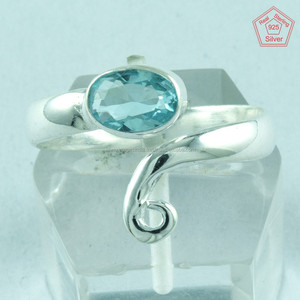 ¡Belleza del océano! Anillo de Plata de Ley 925 con Topacio Azul, joyería de plata de invierno, joyería de plata 925 especial de San Valentín - Product Image 3