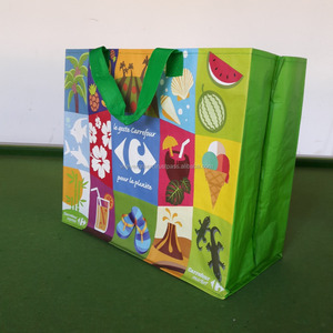 Sac de beauté en PP tissé, sacs de shopping personnalisés en couleur avec poignées en sangle PP, 37 cm x 33 cm x 23 cm - Product Image 2