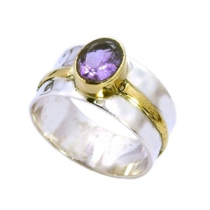 Popular Design 925 Sterling Silver Amethyst Gemstone <b>Ring</b> for Gift <b>Indian</b> Wholesale Silver Jewelry Eternity Vermeil <b>Rings</b> - Product Image 1