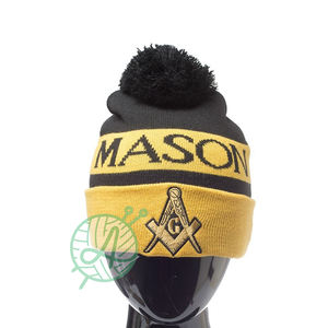 Master Mason Gorro de lana de punto para hombre Skull Cuff Sombreros de invierno personalizados con personaje estampado 100% Lana - Product Image 3