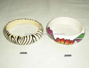 Brazaletes de madera pintados a mano con diseño de cebra para mujer y niña, pulseras de madera - Product Image 2