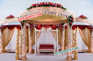 Mandap de mariage indien, mandap en bois sculpté pour temple, dernier modèle de mandap ouvert pour mariage, tendance pour mariage asiatique, Canada - Product Image 6