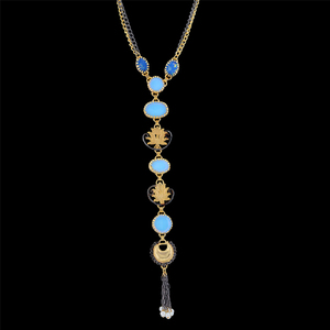 Gold Plated Handmade Boho Necklace Blue Chalcedony Gemstone Brass Oval Shape Featuring Necklace For Women Fashion <b>Jewelry</b> - Product Image 2