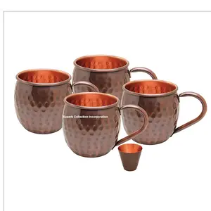 Juego de tazas de Moscow Mule martillado antiguo, la mejor taza de cerveza para fiestas, Artículos de bar 4 con 1 vaso, gran oferta