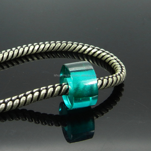 14x8x5mm Smooth Tyre Beads Synthetic Apatite Hydro Gemstone Big Hole Beads European Beads For <b>Bracelet</b> - IG0125 - Product Image 2