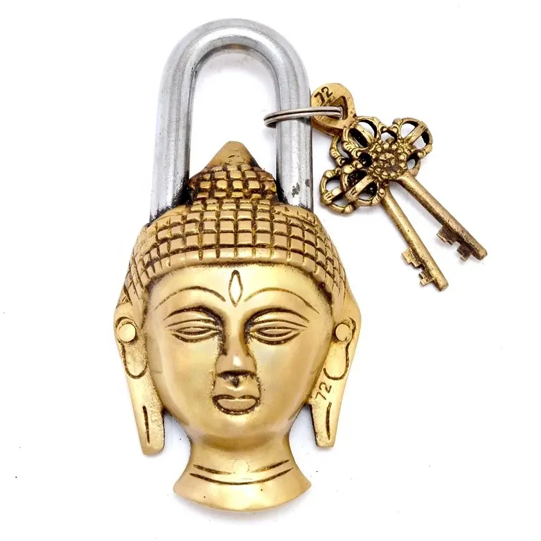 Brass Buddha Face Figure Pad Locks in Antique finishing best door safety metal brass decorative lock