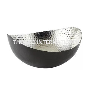 Bol décoratif à texture martelée polie à l'intérieur, acier, métal à l'extérieur, couleur noire, maison, hôtel, style fantaisie - Product Image 1
