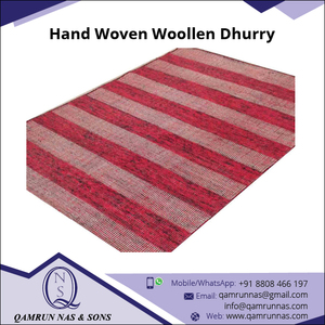 พรมปูพื้นขนสัตว์100% ขนสัตว์อินเดียแบบถักทอสีแดงใช้ได้ทั้งในร่มและกลางแจ้ง - Product Image 2